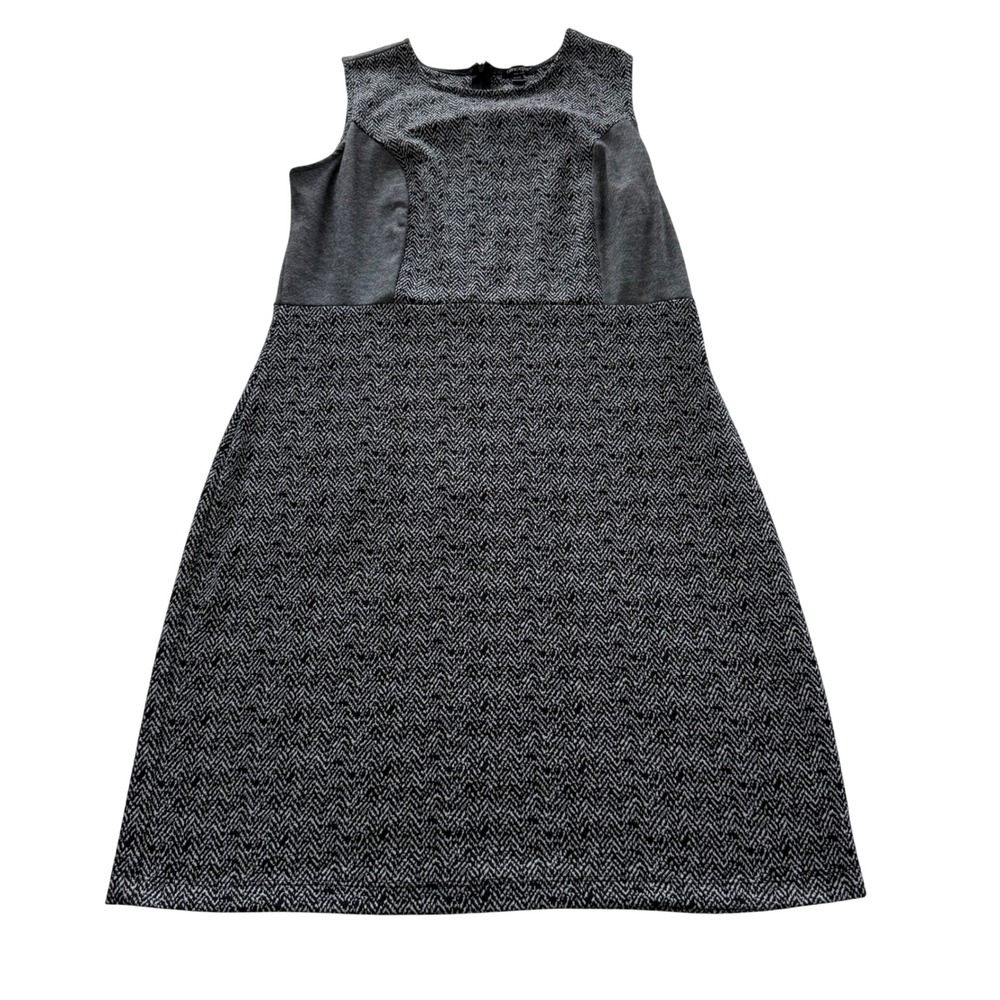 Concepts New York A-Line Dress Women 1X Gray Herringbone Sleeveless Knit Zipper